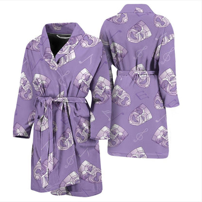 Acting Mask Pattern Print Design 05 Men Bathrobe-JORJUNE.COM