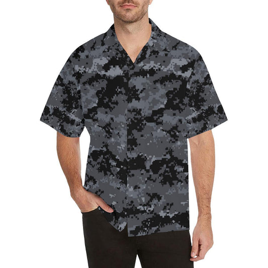 ACU Digital Black Camouflage Hawaiian Shirt-JORJUNE.COM