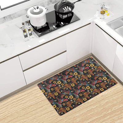 Chicken Embroidery Style Kitchen Mat