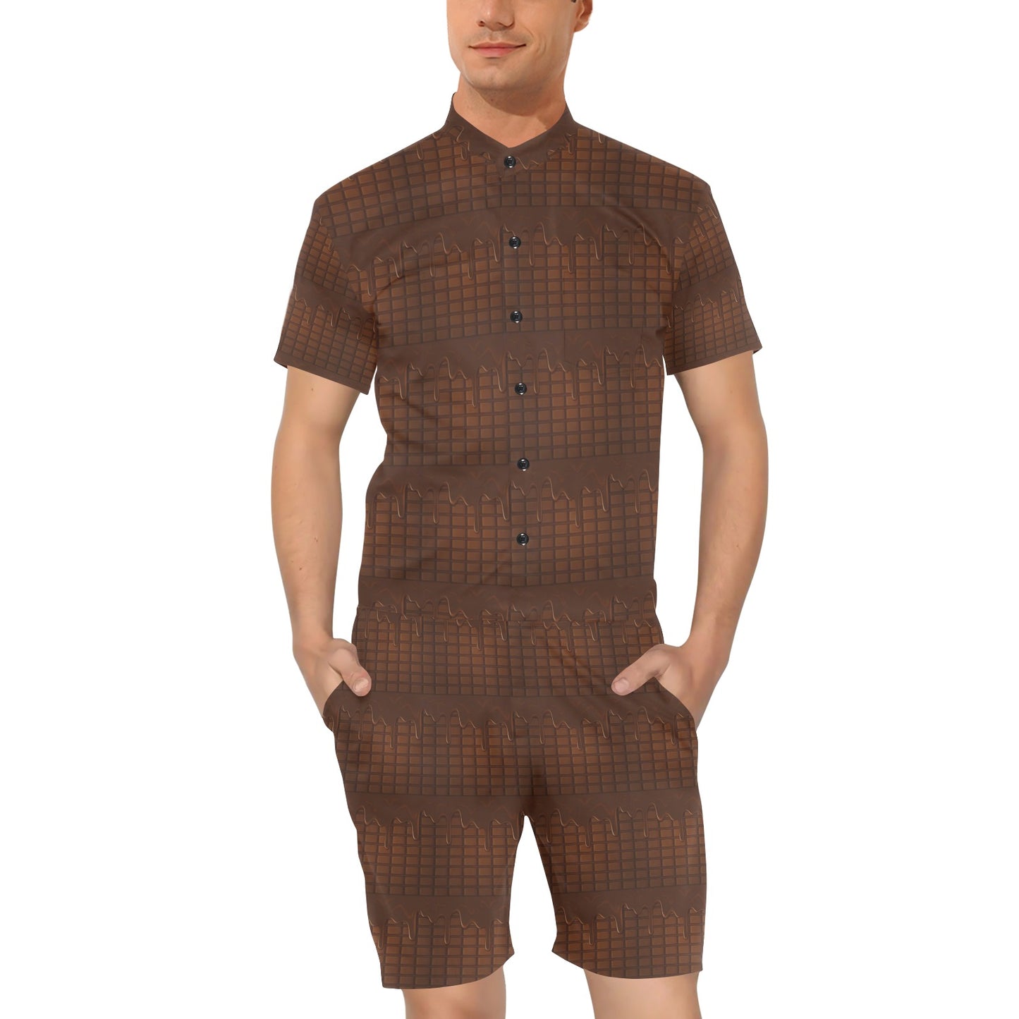 Chocolate Pattern Print Design 01 Men's Romper