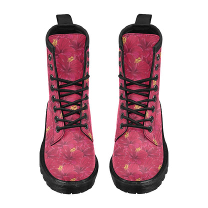 Hibiscus Red Pattern Print LKS308 Women's Boots