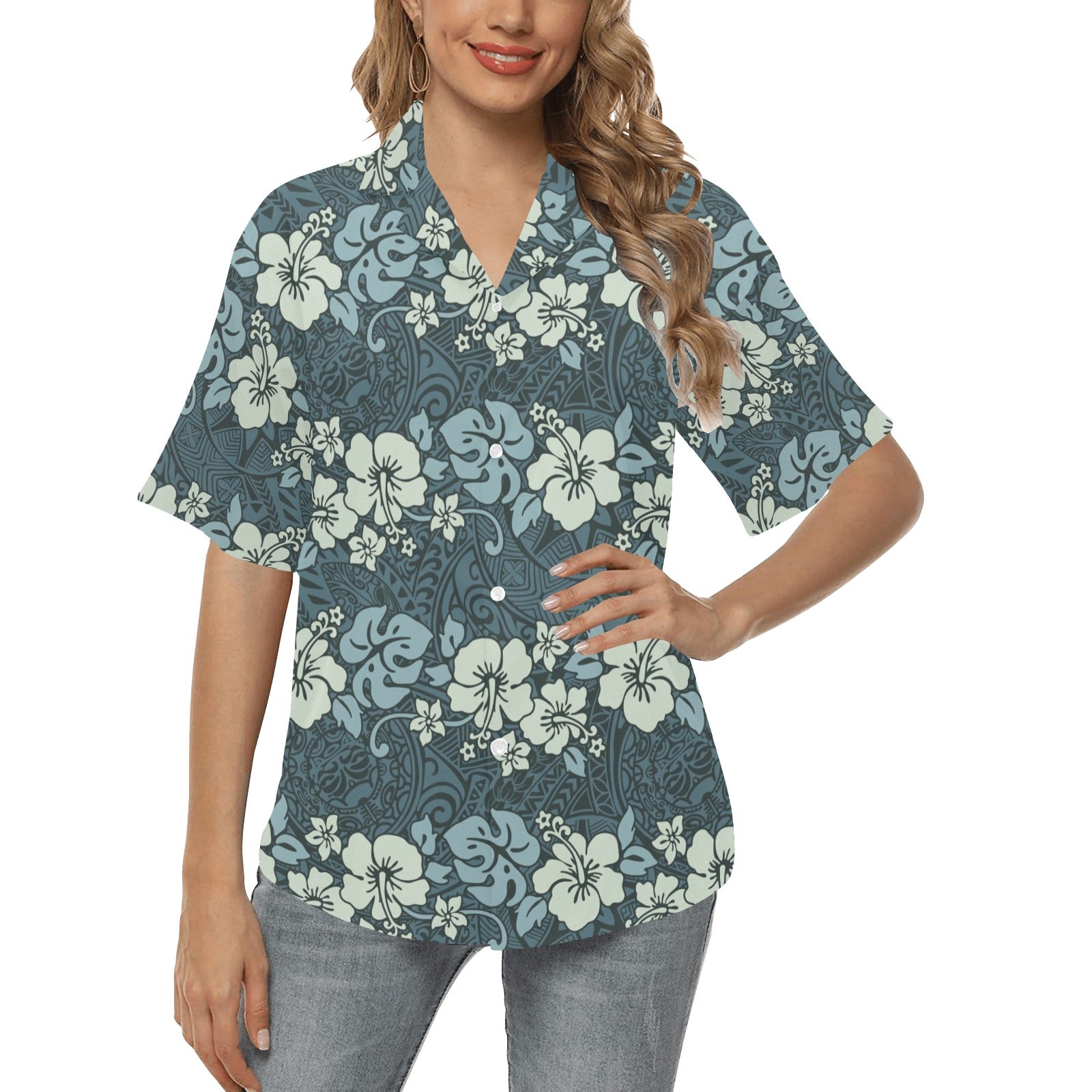 Flower Hawaiian Hibiscus Style Print Pattern Women's Hawaiian Shirt