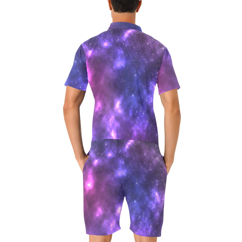 Celestial Purple Blue Galaxy Men's Romper