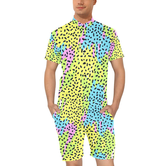 90s Pattern Print Design 2 Men's Romper