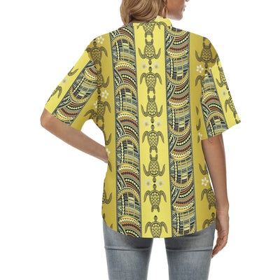 Polynesian Turtle Hawaiian Design Print Women's Hawaiian Shirt