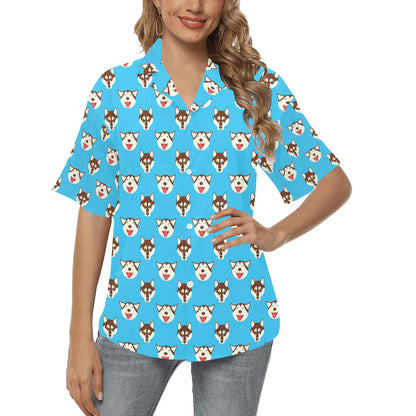Siberian Huskies Print Design LKS306 Women's Hawaiian Shirt