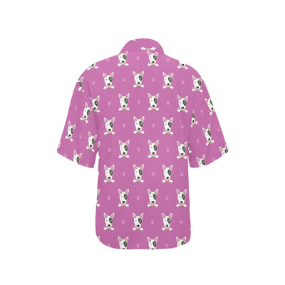 Bull Terrier Happy Print Pattern Women's Hawaiian Shirt