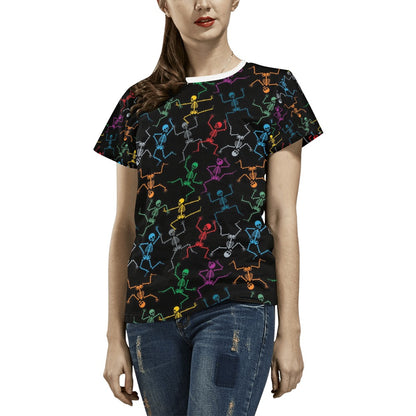 Skeleton Colorful Print Design LKS302 Women's  T-shirt