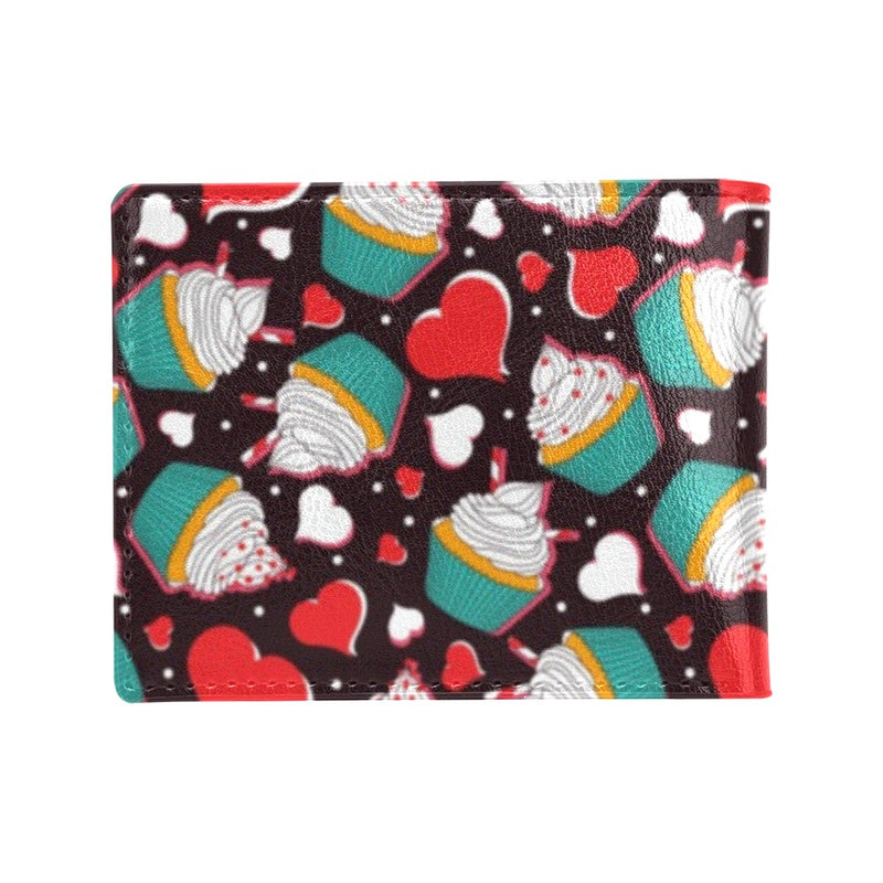 Cupcakes Heart Print Pattern Men's ID Card Wallet