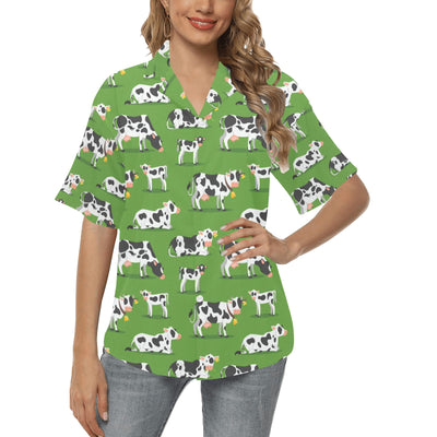 Cow Happy Print Pattern Women's Hawaiian Shirt