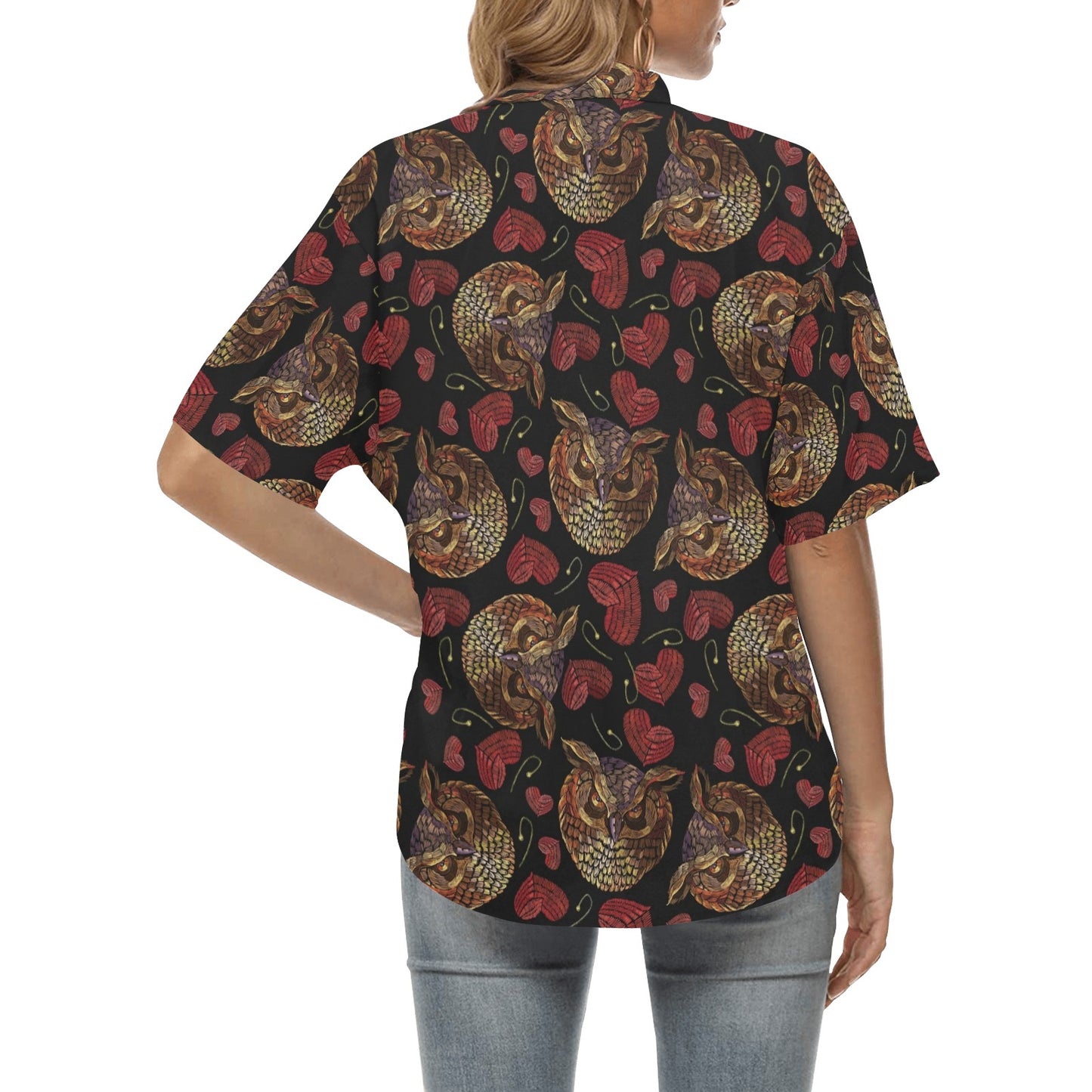 Owl Pattern Print Design A08 Women's Hawaiian Shirt