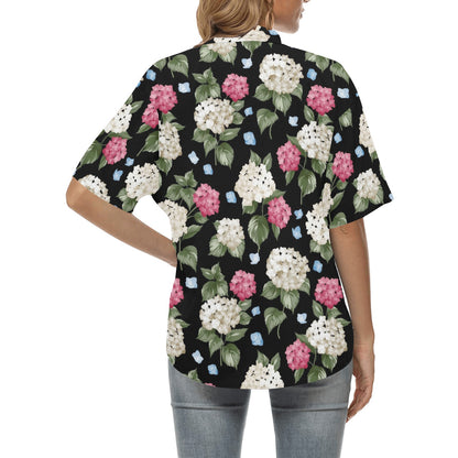 Hydrangea Pattern Print Design HD09 Women's Hawaiian Shirt