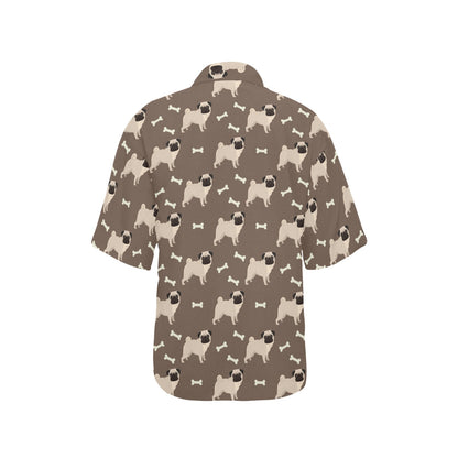 Pug Pattern Print Design A02 Women's Hawaiian Shirt