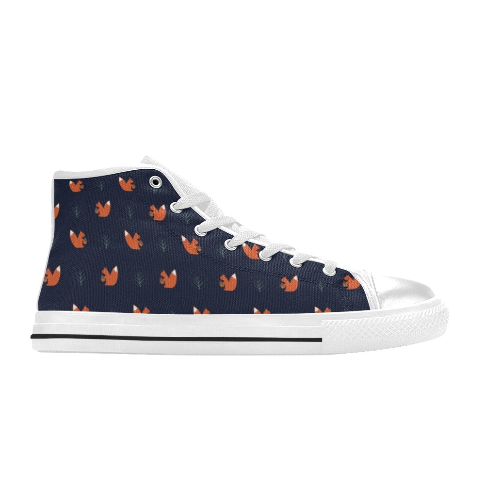 Squirrel Print Design LKS303 High Top Women's White Shoes