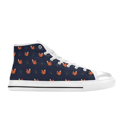 Squirrel Print Design LKS303 High Top Women's White Shoes