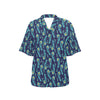 Peacock Feather Blue Design Print Women's Hawaiian Shirt