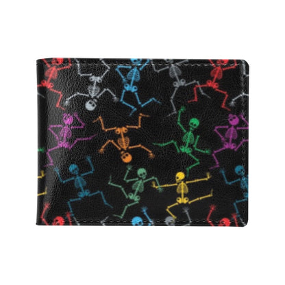 Skeleton Colorful Print Design LKS302 Men's ID Card Wallet