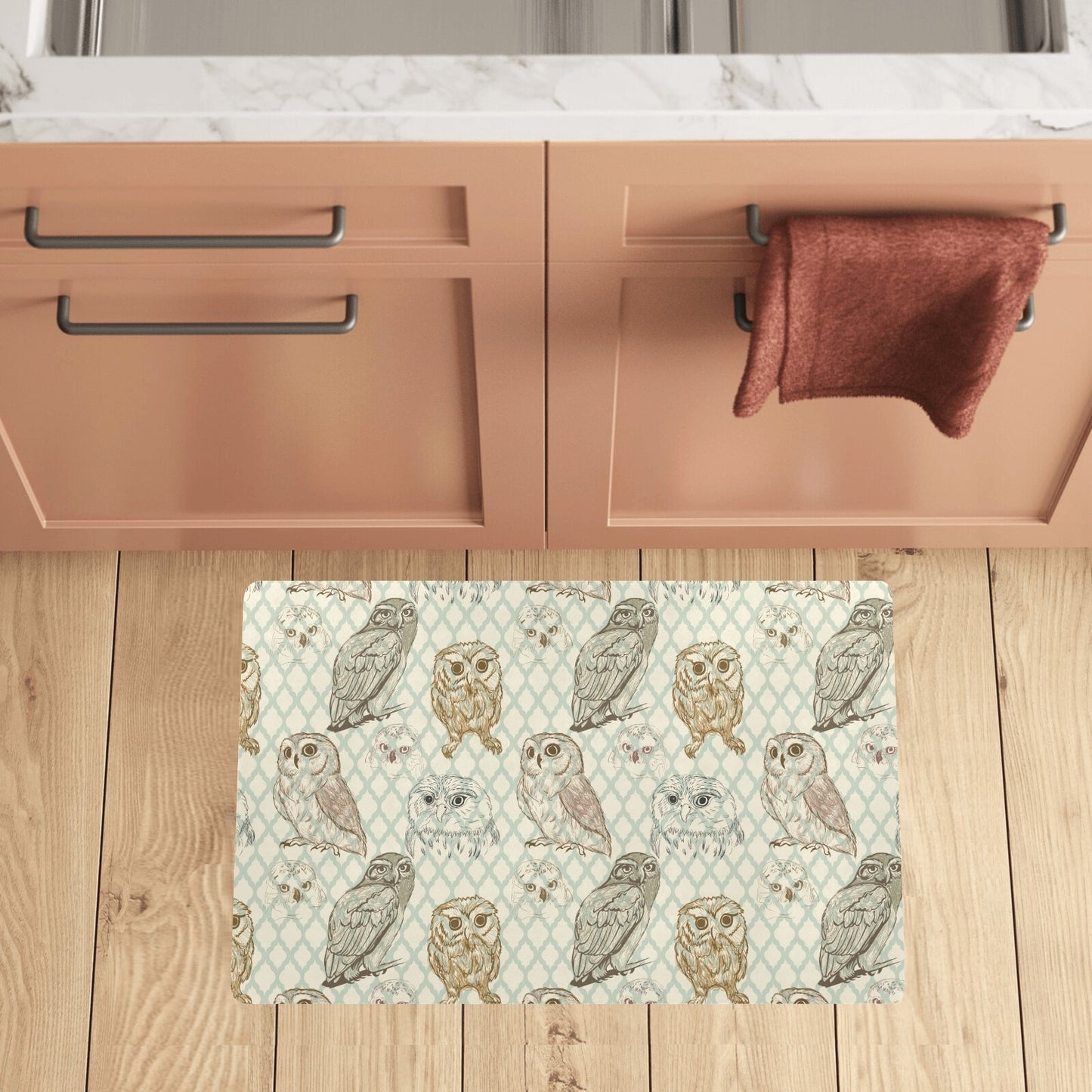 Owl Pattern Print Design A03 Kitchen Mat