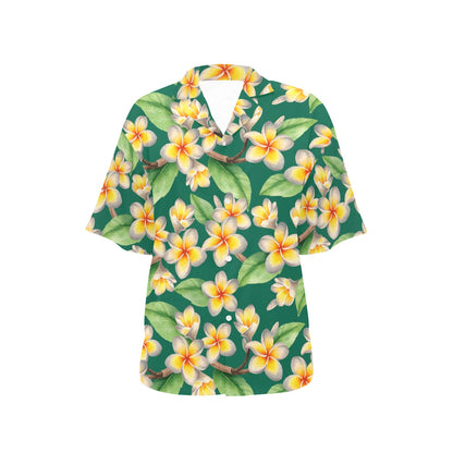 Plumeria Pattern Print Design PM07 Women's Hawaiian Shirt