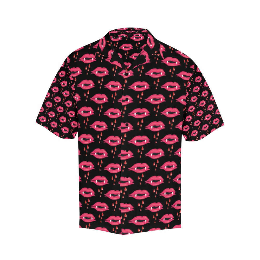 Vampire Lips Print Design LKS303 Men's Hawaiian Shirt