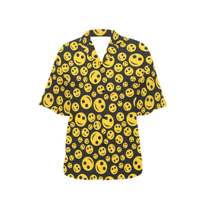 Smiley Face Emoji Print Design LKS304 Women's Hawaiian Shirt