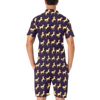 Gold Horse Pattern Men's Romper