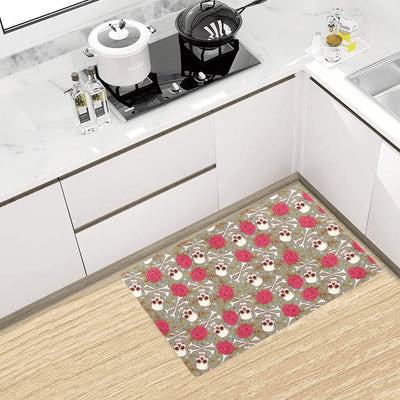 Skull Bone Rose Print Design LKS303 Kitchen Mat