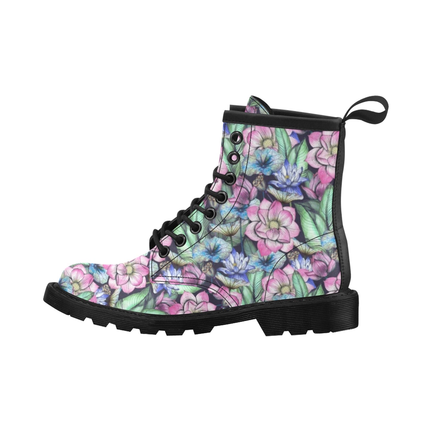 Water Lily Pattern Print Design WL07 Women's Boots