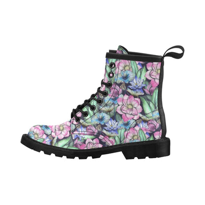 Water Lily Pattern Print Design WL07 Women's Boots