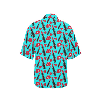 Lipstick Pattern Print Design LT02 Women's Hawaiian Shirt
