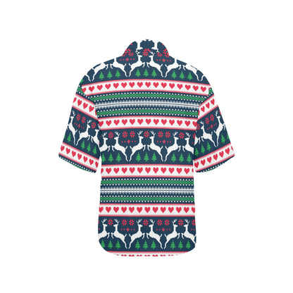 Reindeer Pattern Print Design 03 Women's Hawaiian Shirt