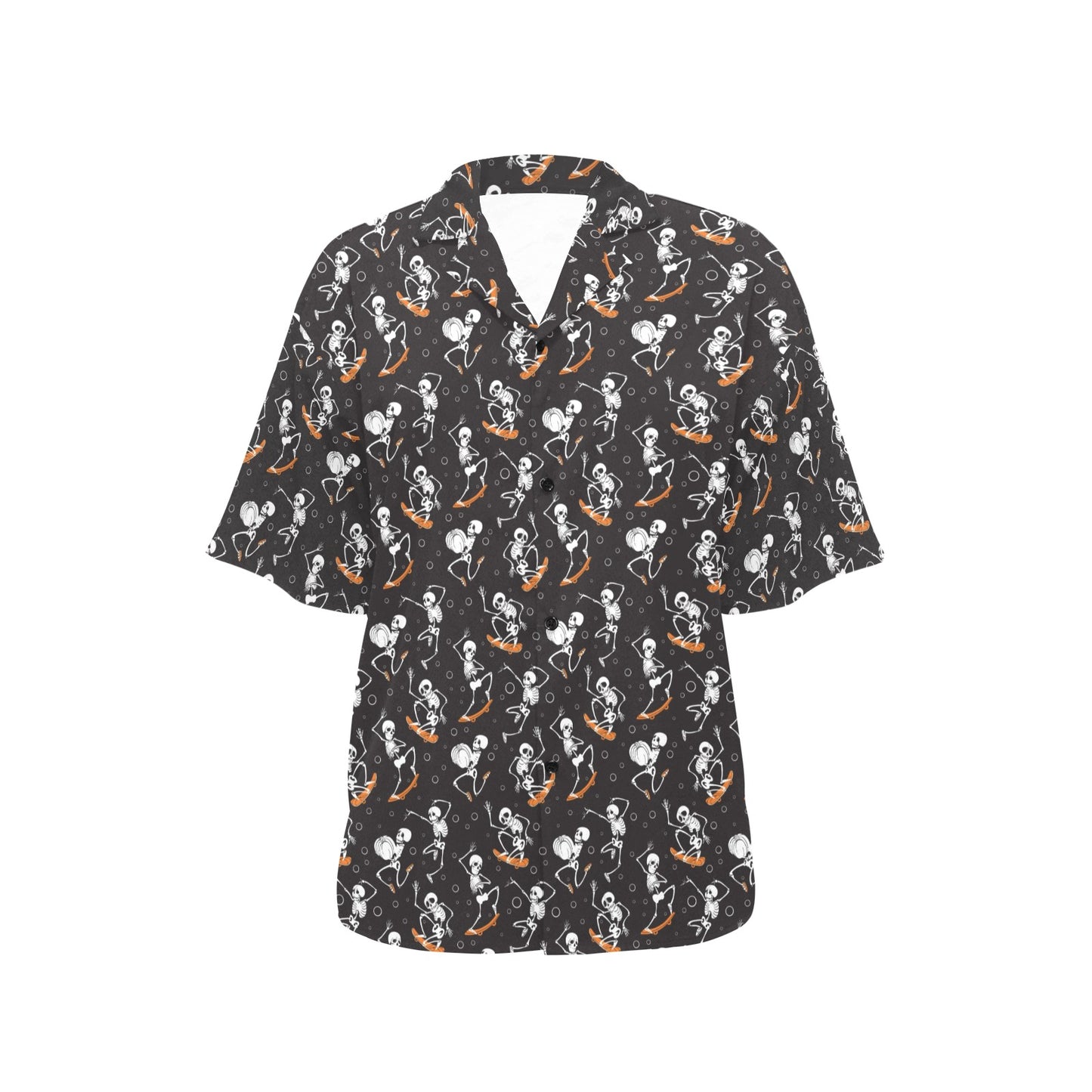 Skateboard With Skeleton Print Design LKS303 Women's Hawaiian Shirt