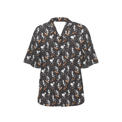 Skateboard With Skeleton Print Design LKS303 Women's Hawaiian Shirt