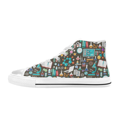 Science Print Design LKS303 High Top Women's White Shoes