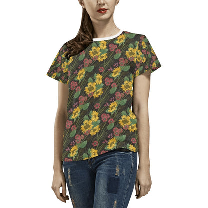 Sunflower Print Design LKS303 Women's  T-shirt