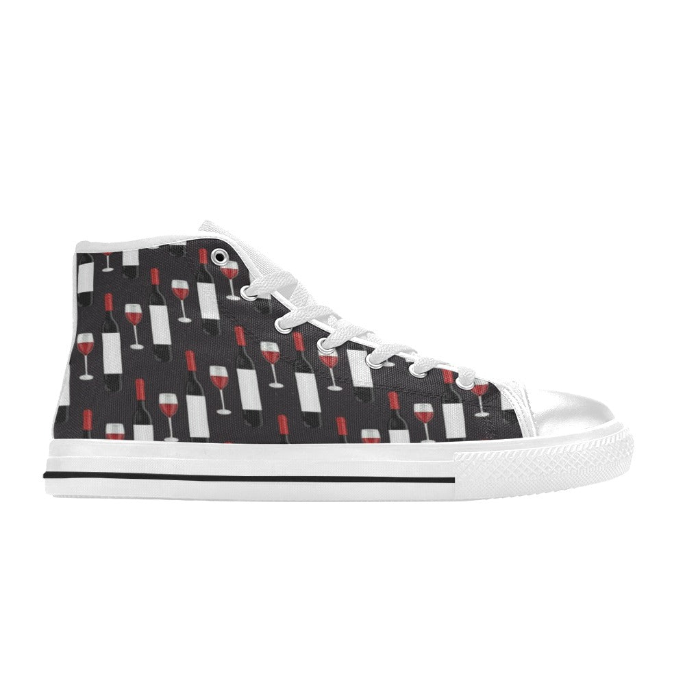 Wine Print Design LKS309 High Top Women's White Shoes