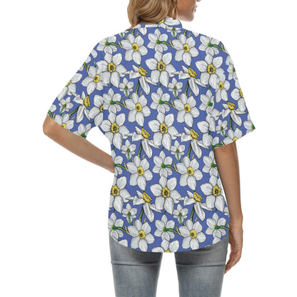 Daffodils Pattern Print Design DF08 Women's Hawaiian Shirt