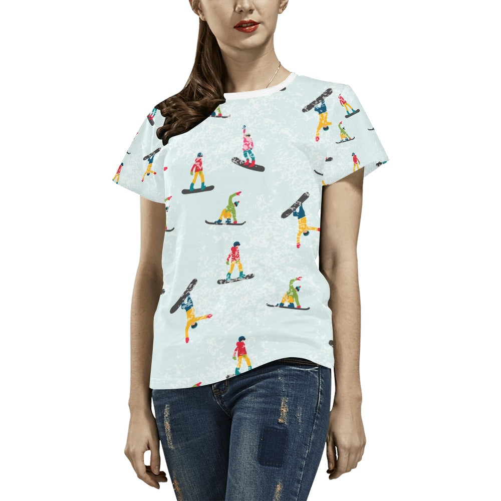 Snowboard Print Design LKS304 Women's  T-shirt