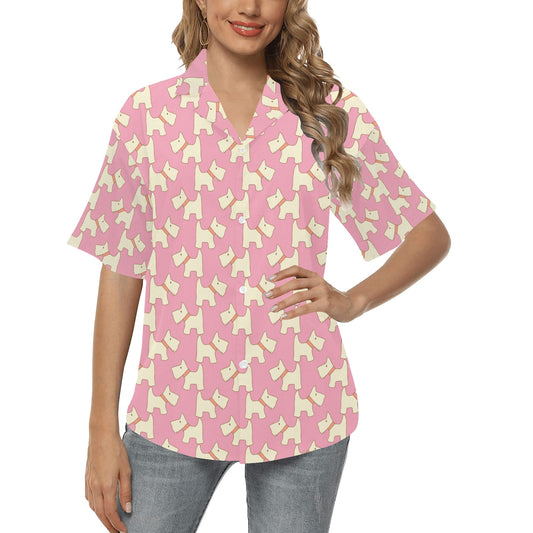 Scottish Terriers Print Design LKS306 Women's Hawaiian Shirt