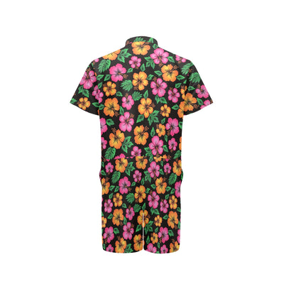 Hibiscus Pattern Print Design HB029 Men's Romper