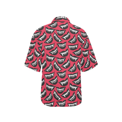 Vampire Lips Print Design LKS305 Women's Hawaiian Shirt