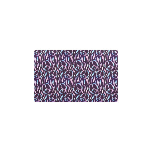 Peace Sign Feather Design Print Kitchen Mat