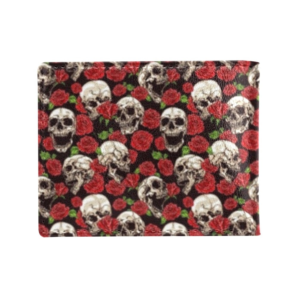 Skull Roses Design Themed Print Men's ID Card Wallet