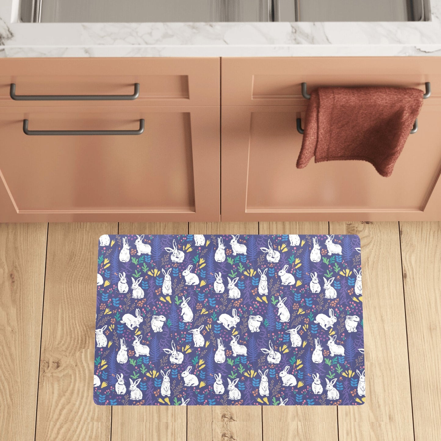 Bunny Pattern Print Design 01 Kitchen Mat