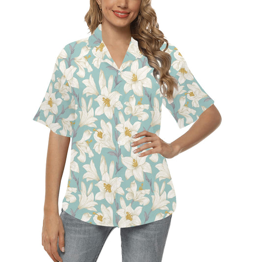 Lily Pattern Print Design 02 Women's Hawaiian Shirt