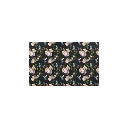 Hummingbird Flower Themed Print Kitchen Mat