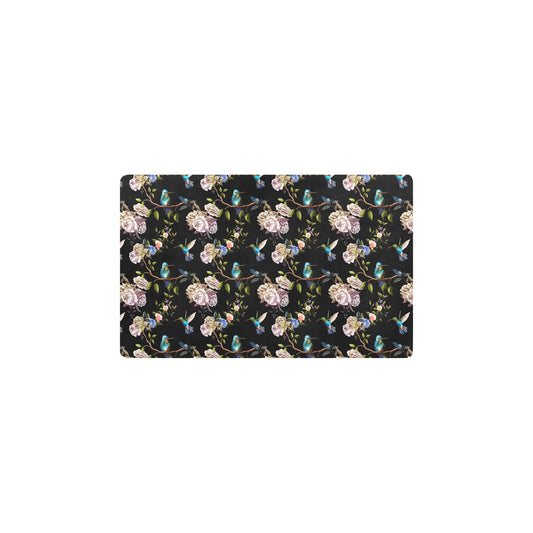 Hummingbird Flower Themed Print Kitchen Mat