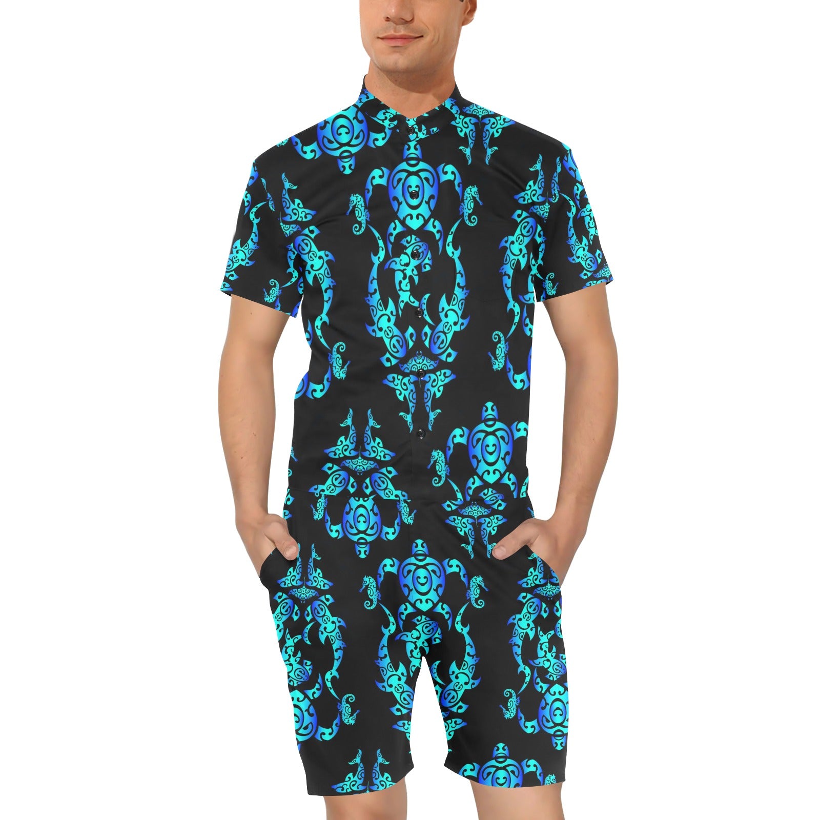 Sea turtle Polynesian Tribal Hawaiian Men's Romper