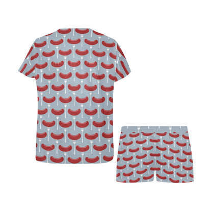 Sausage Print Design LKS301 Women's Short Pajama Set