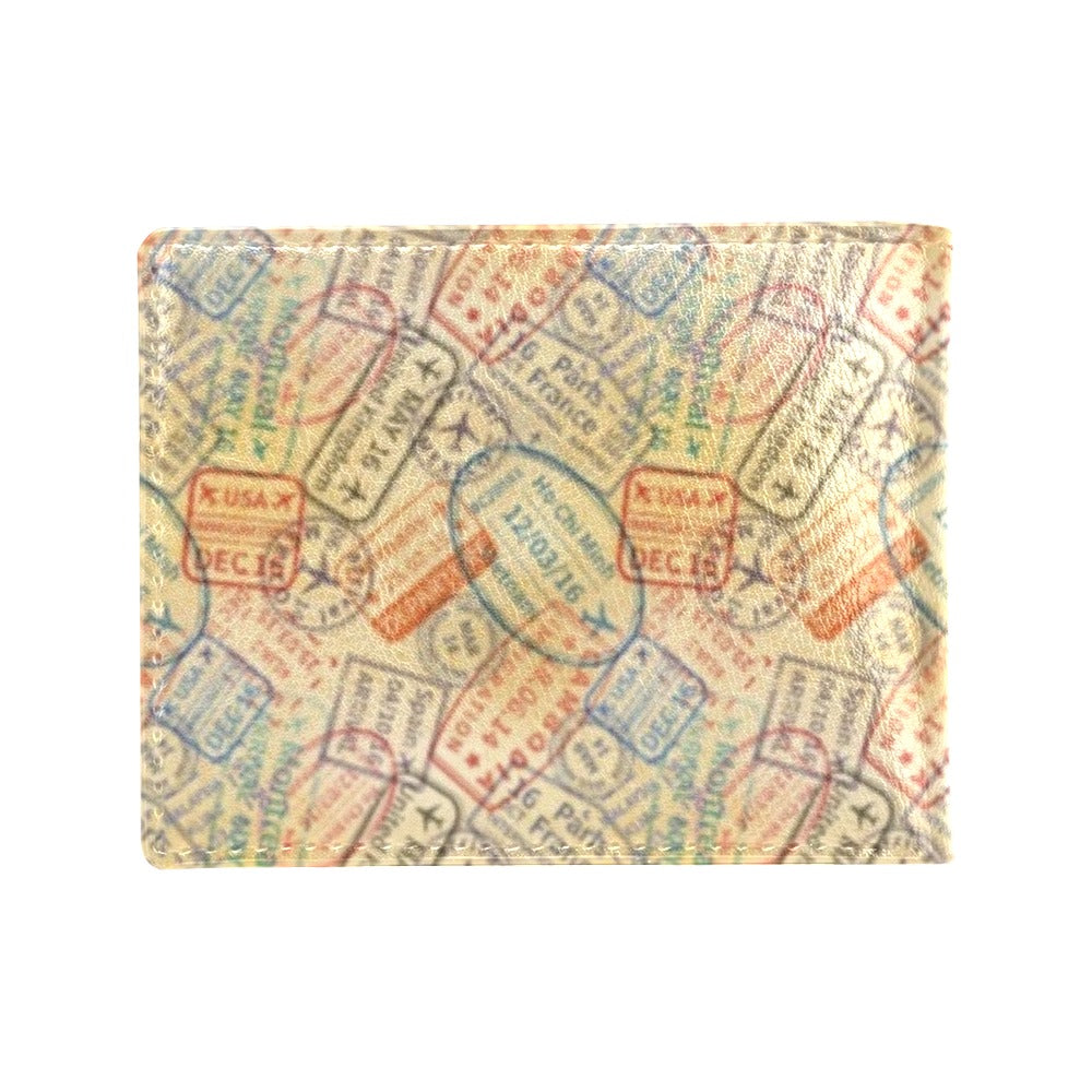Travel Stamp Print Design LKS302 Men's ID Card Wallet